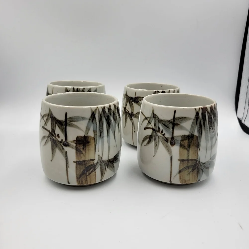 Vintage Otagiri Bamboo Sake Cups - set of 4